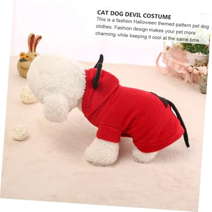 GALPADA Halloween Devil Pet Costume Dog Clothes Winter Warm Casual Outfit for Cats and Puppies Bright Color Easy Clean Photo Prop for Festive Dress-up and Outdoor Play