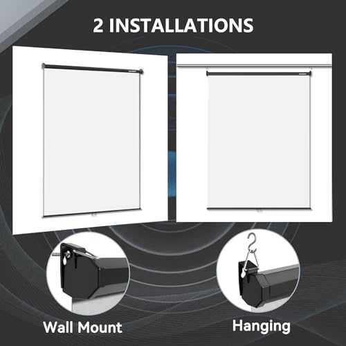 RAUBAY Retractable Pull Down White Screen Backdrop - 59.8" x 86.6" Collapsible Wall-Mount Background for Professional Video Production, Photography, TikTok and Video Conferencing - color: White, size: Standard(59.8 x 86.6in)