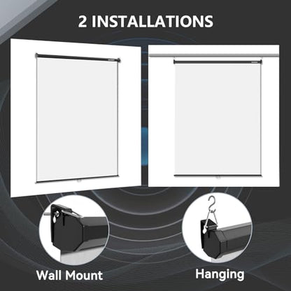 RAUBAY Retractable Pull Down White Screen Backdrop - 59.8" x 86.6" Collapsible Wall-Mount Background for Professional Video Production, Photography, TikTok and Video Conferencing - color: White, size: Standard(59.8 x 86.6in)