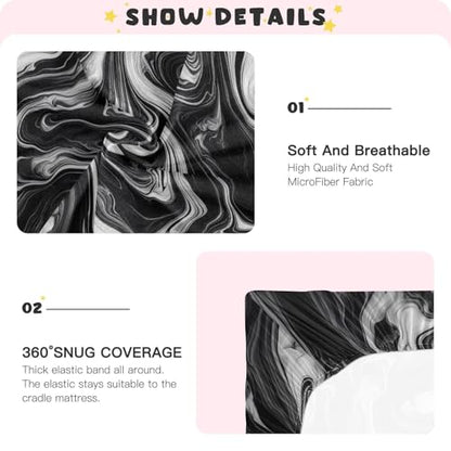 Kigai Black White Marble Texture Crib Sheets - Fitted Crib Sheets for Boys Girls, Soft Baby Crib Mattress Sheets 52 x 28 Inches - size: 52x28 Inch