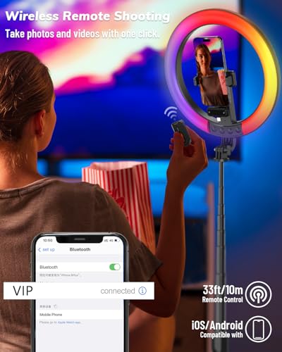 Yeaki Vlogging Kit for iPhone/Android - 10" Selfie Ring Light with 74" Tripod Stand & Phone Holder, Tripod for iPhone with Light and Microphone, YouTube Starter Kit for TikTok/Makeup/Content Creator
