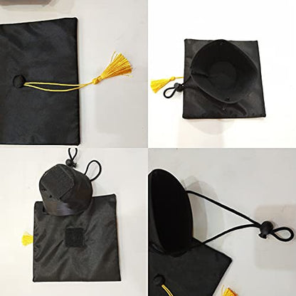 1 Piece Black Pet Graduation Hat with Yellow Tassel Pet Graduation Costume Apparel for Photo Prop Costume for Dogs Cats Holiday Accessory