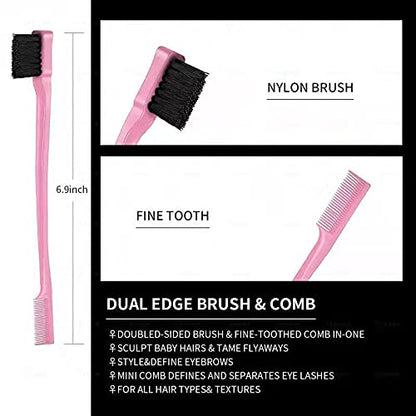 8 Pieces Hair Styling Comb Set Edge Control Teasing Brush Hair Comb for Edges & Back Brushing, Combing, Slicking for Women Double Sided Edge Comb for All Hair Styles - color: purple