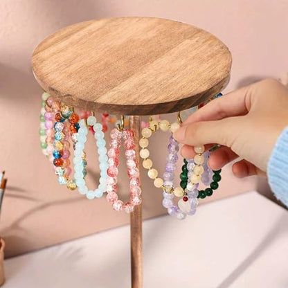 Jewelry Holder Stand, 10" Tall Necklace Organizer Rack, Wood Display Storage for Necklaces, Bracelets, Rings, Earrings, Aesthetic Room Décor for Girls and Women