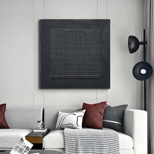 NANKAI Art Hand-Painted Thick Texture Black Canvas Abstract Art 24x24 inch Home Wall Art Deco Oil Painting - color: Nkhb295