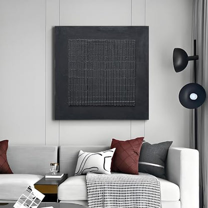 NANKAI Art Hand-Painted Thick Texture Black Canvas Abstract Art 24x24 inch Home Wall Art Deco Oil Painting - color: Nkhb295