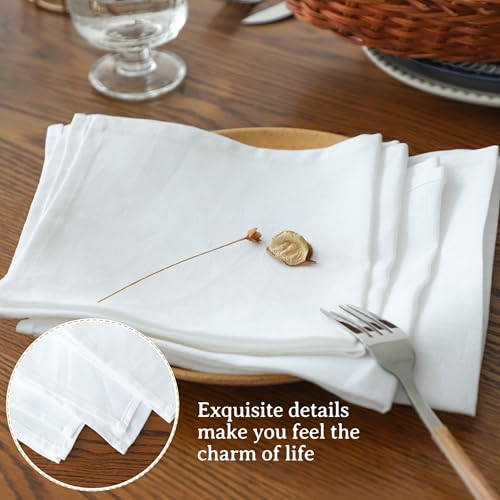Simple&Opulence Linen Napkins Set of 6 – 100% Pure Linen Napkins for Spring, Easter, Mothers Day,Wedding, Party, Everyday Use Machine Washable and Reusable 14" x 14" White - color: White, size: napkin(14"×14")