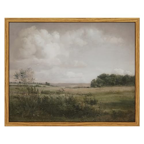 VIYYIEA Vintage Landscape Framed Wall Art, Nature Wilderness Scenery Paintings Decor Aesthetic, Canvas Print Artwork, Retro Farm Landscape Wall Pictures for Bedroom Living Room, 8x10 Inch - color: Landscape with Sunlit Clouds, size: 10"L x 8"W