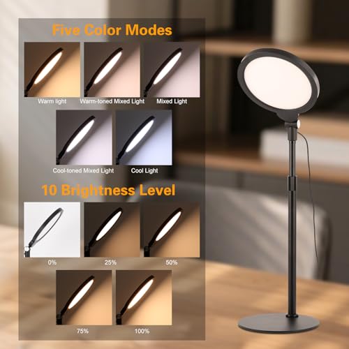Desk Lamp for Home Office, Zoom Lighting for Computer, Height-Adjustable Video Conferencing Light, Eye-Care LED, Desk Light for Video Calls, USB Charging, Ideal for Study, Work, Reading, 2-Pack Set