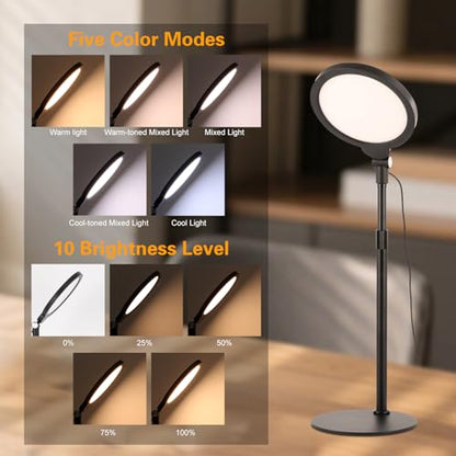 Desk Lamp for Home Office, Zoom Lighting for Computer, Height-Adjustable Video Conferencing Light, Eye-Care LED, Desk Light for Video Calls, USB Charging, Ideal for Study, Work, Reading, 2-Pack Set