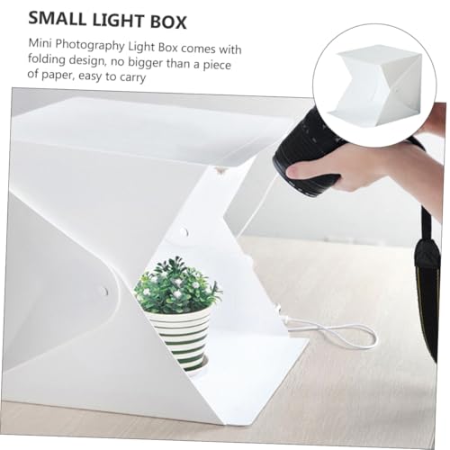 PRETYZOOM 20cm Folding Photography Light Tent with Dual LED Bars, Portable Mini Photo Light Box Kit with 4 Color Backdrops for Product Shooting and Jewelry Photography
