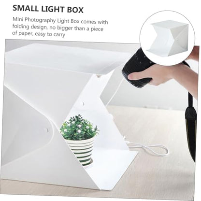 PRETYZOOM 20cm Folding Photography Light Tent with Dual LED Bars, Portable Mini Photo Light Box Kit with 4 Color Backdrops for Product Shooting and Jewelry Photography