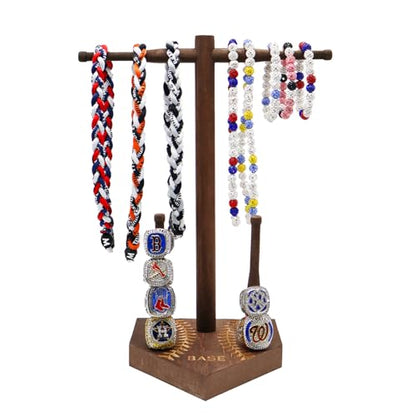 Wooden Baseball or Softball Drip Necklace Organizer Holder, Championship Ring Display Holder, Softball Ring Holder, Sports Ring Holder, Drip Necklace Championship Ring Holder Baseball Display Gift - color: Wood
