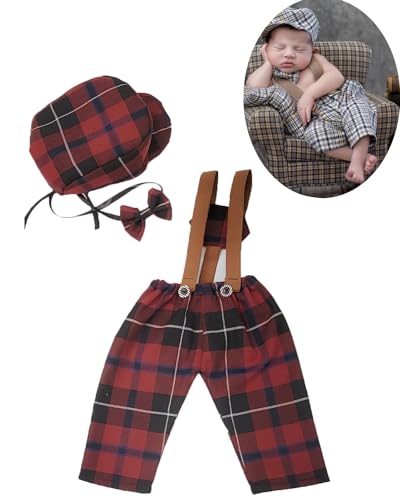 Newborn Baby Boy Suspender Pants Photo Outfits Gentleman Photography Outfit Girl - color: Color
