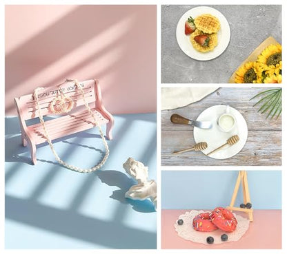 Food Photography Backdrop Board with 8PCS 16Patterns Small Portable Photo Setting Casual Item Photography 16.5 * 11.5 Inch Kit Photoshoot Props kit Table Top Flat Lay Props - color: Pink-Blue