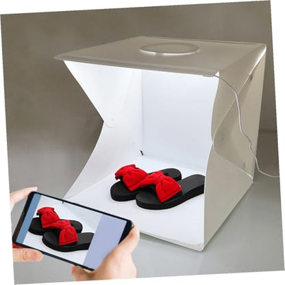 Happyyami Portable 30cm Photo Light Box with LED Strip, Foldable Photography Light Tent Kit with Black and White Backdrops for Product Photography and Small Business Use
