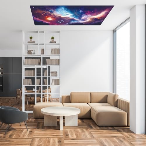 Outus 4 Pcs Fluorescent Light Cover Classroom Lighting Cover with 10 Magnets Light Filter Magnetic Ceiling Panel Decoration 2 x 4 ft (23.62 x 47.24 In) Reduce Glare for Office School(4,Dreamy Sky) - style: Dreamy Sky