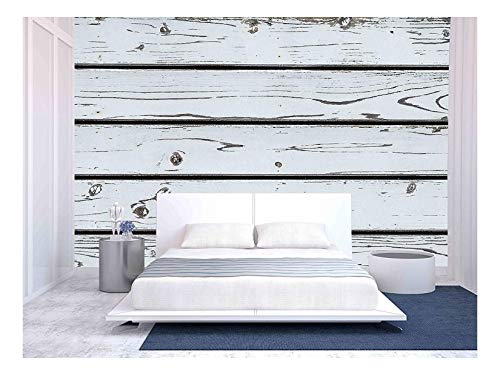 wall26 - White Wood Plank Wall Texture Background - Removable Wall Mural | Self-Adhesive Large Wallpaper - 66x96 inches - color: Artwork - 07, size: 66"x96"