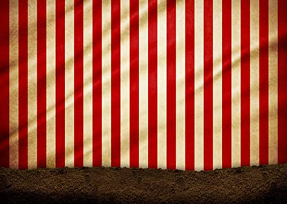 BELECO 10x8ft Fabric Circus Carnival Photography Backdrop Red and White Stripes Circus Tent Backdrop Evil Clowns Circus Carnival Themed Halloween Party Decor Baby Kids Adults Portrait Photo Props - size: 10x8FT
