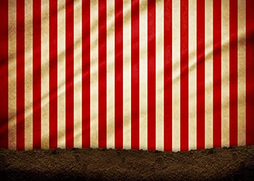 BELECO Circus Carnival Photography Backdrop Fabric 5x3ft Red and White Stripes Circus Tent Backdrop Evil Clowns Circus Carnival Themed Halloween Party Decor Baby Kids Adults Portrait Photo Props - size: 5x3FT