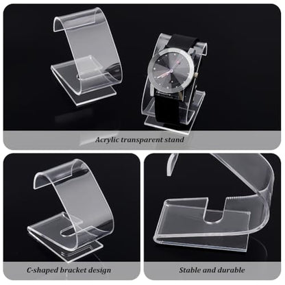 PH PandaHall 2pcs Clear Watch Stand, 2.4 x 2.4 x 1.3 inch Single Watch Holder Display Acrylic Bracelet Display Rack Jewelry Holder Stand Watch Organizer Storage for Women