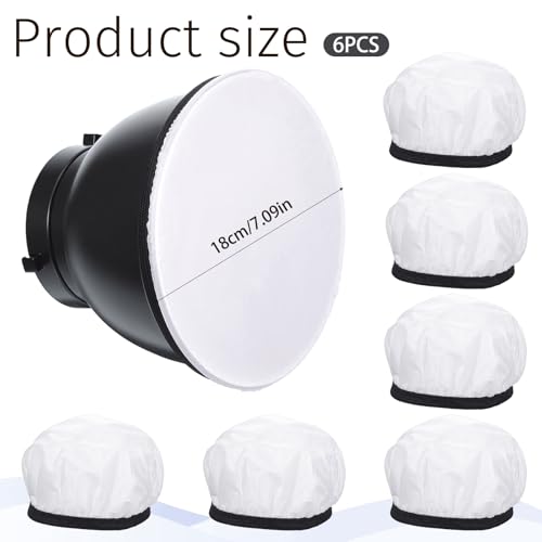 6 Pcs 7"/18cm Light Diffuser, White Soft Lamp Diffuser for Studio Strobe Reflectors, Video Shooting - color: 6 Pcs