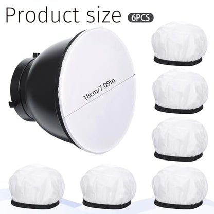 6 Pcs 7"/18cm Light Diffuser, White Soft Lamp Diffuser for Studio Strobe Reflectors, Video Shooting - color: 6 Pcs