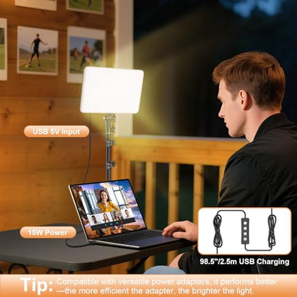 1-Pack LED Video Lighting Kit, Anautin 15W/1700Lux Photography Lighting with Tripod Stand, 2500-8500K Dimmable Streaming Light for Video Recording, Gaming, Podcast, Barber, Salon, TikTok, YouTube - size: 1-Pack, style: 15W Studio Light