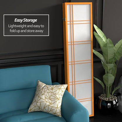 Red Lantern 6 ft. Tall Double Cross Shoji Screen - Honey - 5 Panels - color: Honey, size: 5 Panel
