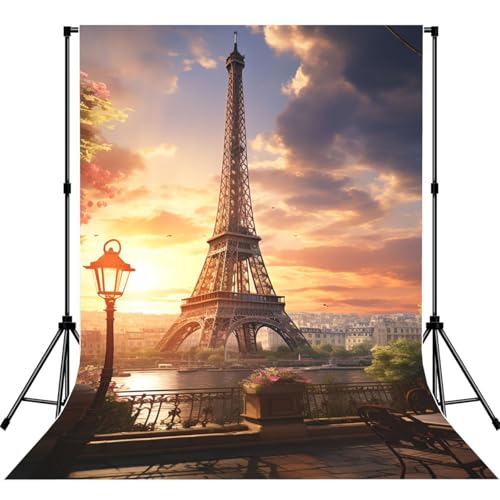 EiffelTower Backdrop Background for Photography 5x7ft Photobooth Professional Photo Backdrop Curtains Video Photography Studio Photo Backgrounds Banner Booth Background Screen Parties - color: EiffelTower