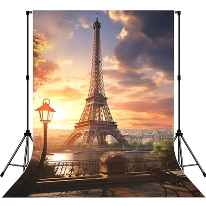 EiffelTower Backdrop Background for Photography 5x7ft Photobooth Professional Photo Backdrop Curtains Video Photography Studio Photo Backgrounds Banner Booth Background Screen Parties - color: EiffelTower