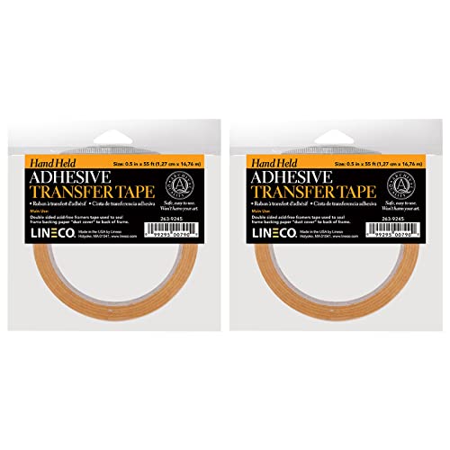 Lineco, Reverse Wound Acid-Free 2 mil Adesive Transfer Hand Held ATG Tape. Used in Picture Framing, Mounting of Materials, Paper, Wood, Plastics, and Metals, Pack of 2 - color: 2 Pack