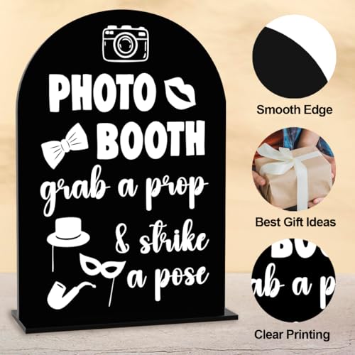 Photo Booth Sign Wedding Engagement Bridal Shower Background Table for Indoor Outdoor Ceremony Party Theme Event Photography Props Desk Acrylic Decor