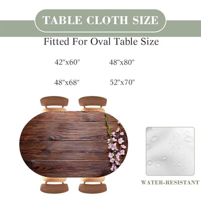 Wood Texture Background Oval Tablecloth Fitted Elastic Edge with Waterproof Wipeable Table Cover Party and Conference Room Usage, Fits 42"x60" Oval Tables, Style147 - color: Wood Texture -17, size: 42" x 60" (Oval)