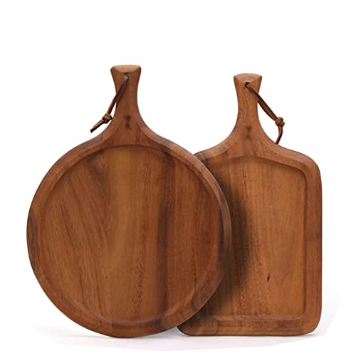 Premium Mini Pizza & Cheese Cutting Board Set - Wooden Board with Handle & Lip for Kitchen, Ideal for Slicing Meat, Bread & Vegetables (Natural Wood Color)