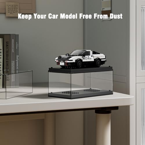 Model Car Display Case, Acrylic Showcase for Speed Champion, Parking Garage Compatible Toy Models Blocks, Dustproof with Light (7.6 x 3.7 x 3.3 Inches, Case Only)
