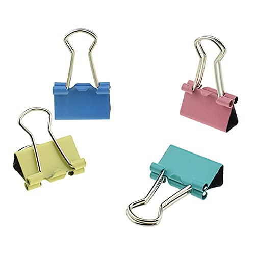 HAHIYO Binder Clips Paper Clamps Spring Steel Sturdy 0.98 inches Width 0.31 Inch Capacity No Sharp Edges Heavy Duty Tight Grip Reusable Color Metal Bright Finish for Home Office School 28 Pack - size: Color0.98in-28P