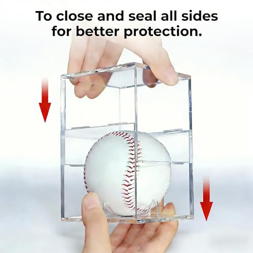 DisplayGifts Baseball Display Case Wooden Lacrosse Ball Stand 98% UV High Protection All -Sides Closure Cube for a Home Run or Autographed Ball Black Bottom - color: Black