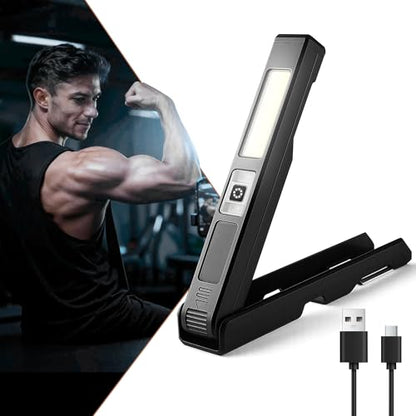 Guankai Gym Lamp for Posing, Rechargeable Home Gym Lighting, Magnetic Led Work Light with 180° Rotate Foldable, Mini Camping Lights Samll Lamps with Hang Hook for Bodybuilding