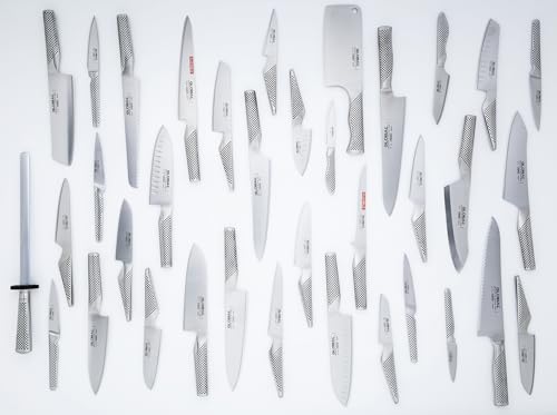 Global Forged 4 Piece Steak Knife Set, 3 1/2 inch Blade, Serrated, Molded Handles for Comfort, Lightweight Japanese Stainless Steel, Razor Sharp Edge, Made in Japan, GTF-4001