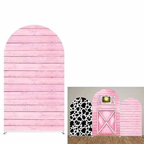 HUAYI Pink Wood Arch Backdrop Cover Girl Pink Farm Parties Chiara Backdrops Decorations Arched Wall Covers Stands Display Props Farm Party Banner GX239 4ft * 7ft - color: Gx239-arch Cover, size: W4ft by H7ft (120cm by 210cm)