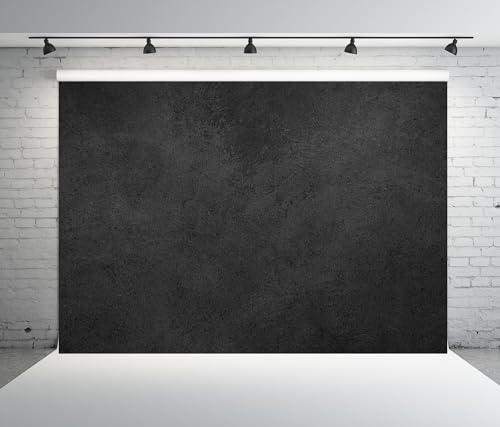 BELECO 5x3ft Fabric Solid Black Wall Backdrop Rough Stone Concrete Texture Black Wall Background for Party Decorations Banner Photoshoot Props - size: 5x3FT