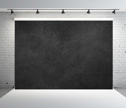 BELECO 15x10ft Fabric Solid Black Wall Backdrop Rough Stone Concrete Texture Black Wall Background for Party Decorations Banner Photoshoot Props - size: 15x10FT