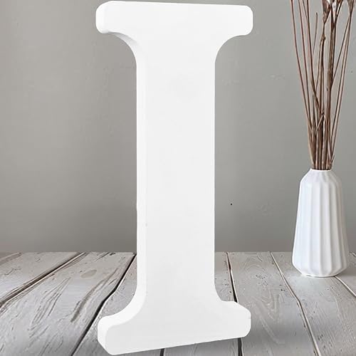 AOCEAN 12 Inch White Big Wood Letters Unfinished Wooden Letters for Wall Decor Decorative Standing Letters Slices Sign Board Decoration for Craft Home Party Projects (I) - color: I