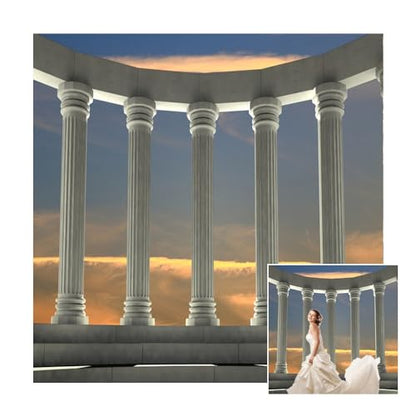 7x7ft Greek Marble Pillars Backdrop Roman Empire Architecture Civilisation Culture Ancient Ruins Temple Historical Building Photography Background Archaeological Research Shoots Props - size: 7x7ft