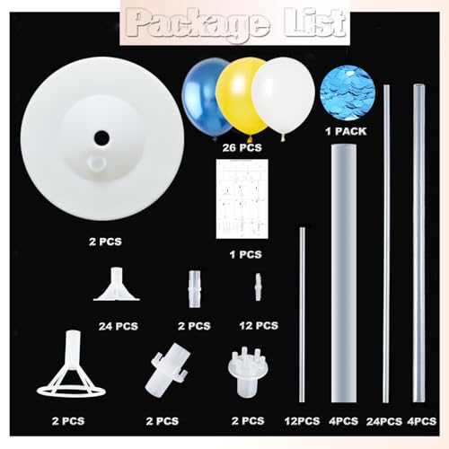 Balloon Column Kit Set of 2 With Balloons Included - Balloon Tower with Stand, Base, and Pole,Backdrop Decoration for Wedding, Baby Shower, Birthday Party, or Bachelorette Parties (Gold Blue white) - color: Gold Blue White