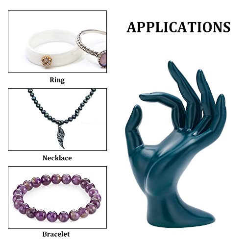 Hand Jewelry Display Holder, Dark Green OK Shaped Hand Ring Jewelry Organizer for Earring, Ring, Watch, Bracelet Storage, 3.93 x 2.75 x 6.69 Inches - color: Dark Green