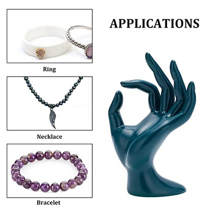 Hand Jewelry Display Holder, Dark Green OK Shaped Hand Ring Jewelry Organizer for Earring, Ring, Watch, Bracelet Storage, 3.93 x 2.75 x 6.69 Inches - color: Dark Green