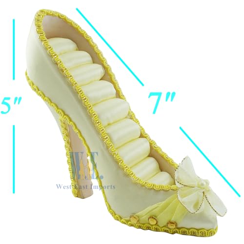 Ring Holder High Heel Shoe Design Fashion Jewelry Organizer Display Birtyday Gift (Yellow) - color: Yellow