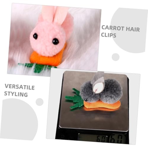 STOBOK Easter Hair Clips 4Pcs Mini Plush Bunny and Carrot Hairpins Cute Hair Accessories for Easter Party Celebration and Everyday Wear